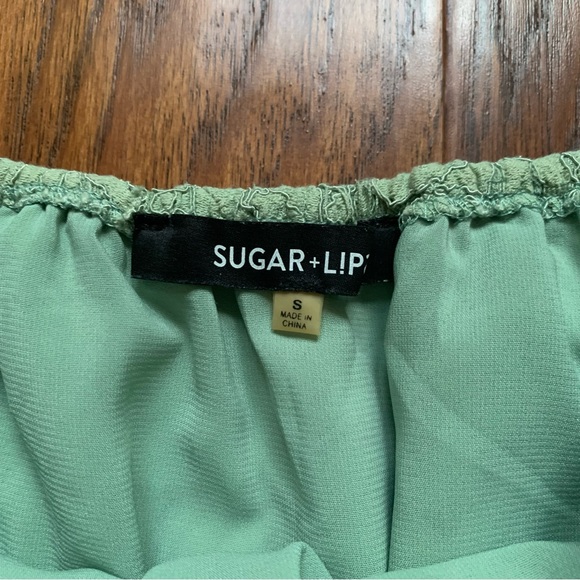 Sugar Lips Sage Off The Shoulder Lace Top | Size S - Picture 8 of 9